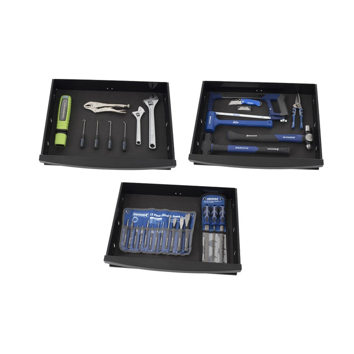 Kincrome Kincrome K1595MB 410 Piece Metric & SAE 12 Drawer Black Contour Workshop Tool Chest & Roller Cabinet
