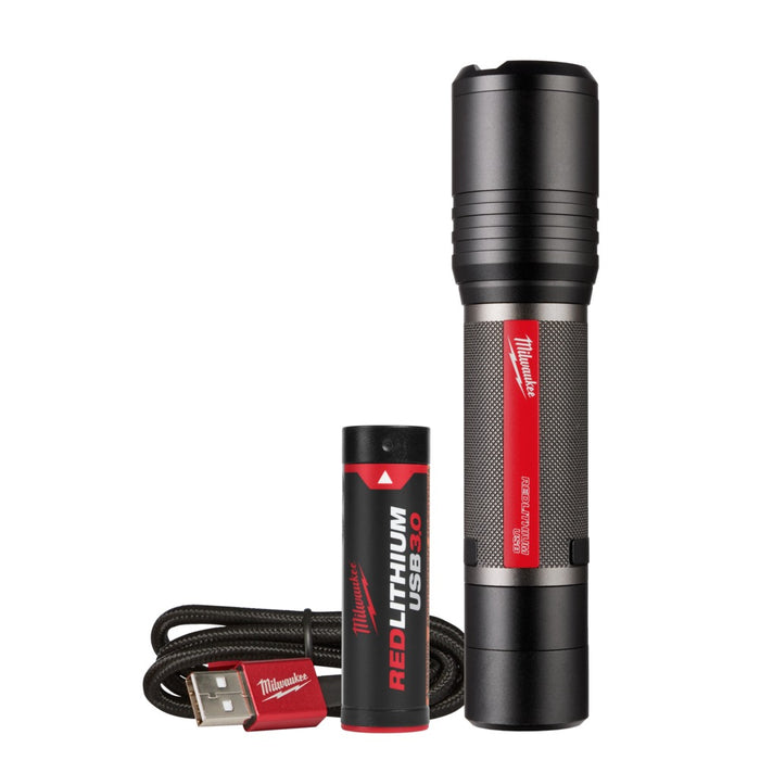 Milwaukee L4FL2000301 REDLITHIUM USB Rechargeable Slide Focus Flashlight Kit