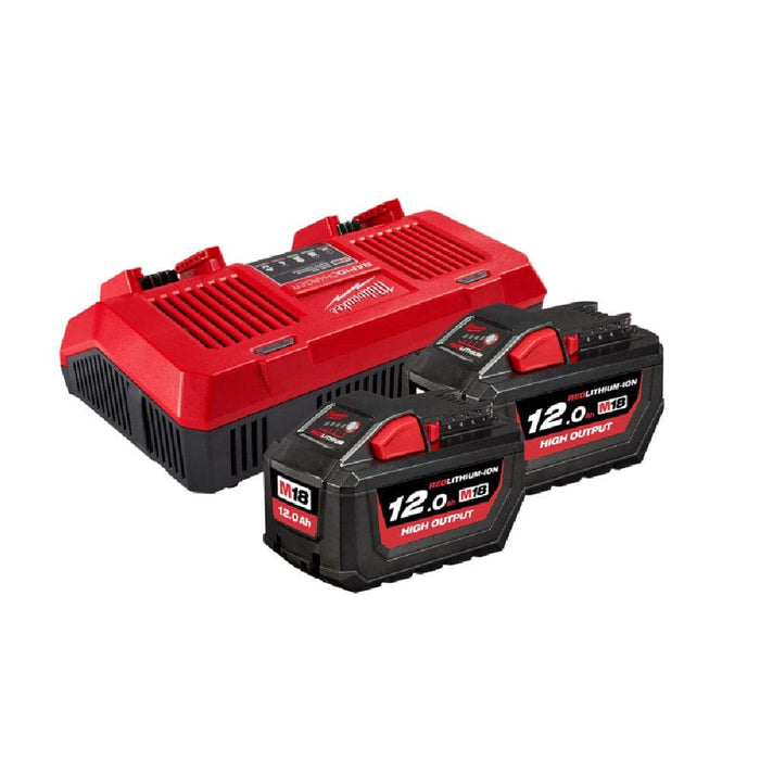 Milwaukee M18HOSPD122B 18V 12.0Ah Cordless REDLITHIUM-ION High Output Battery & Dual Bay Charger Combo Kit