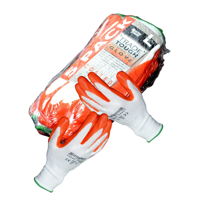 MasterFinish MFNGO-5 5 Pack Large Nitrile Safety Gloves