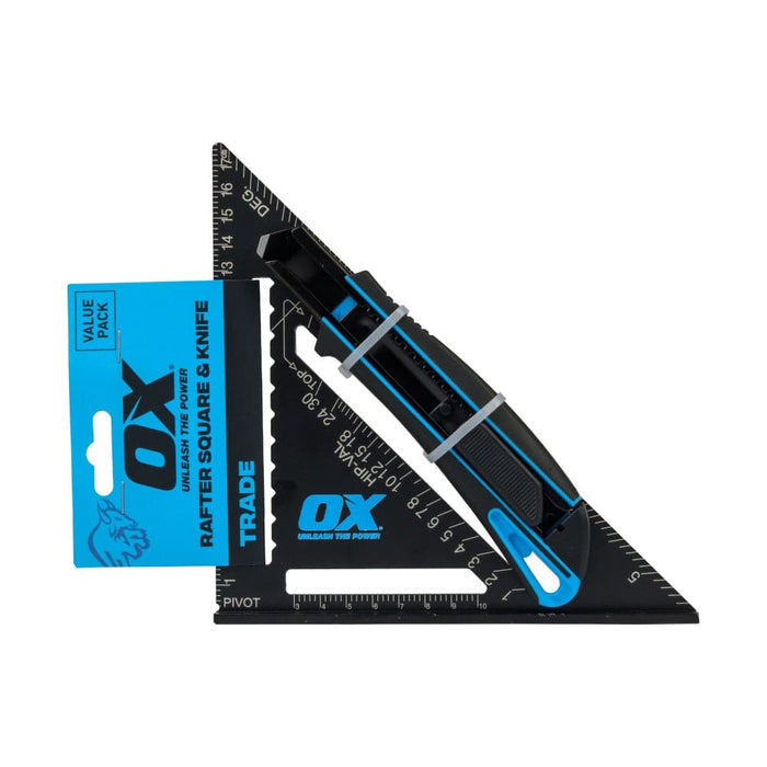 OX Tools OX-T434601 Trade Set Square & 18mm Sliding Knife Combo Set
