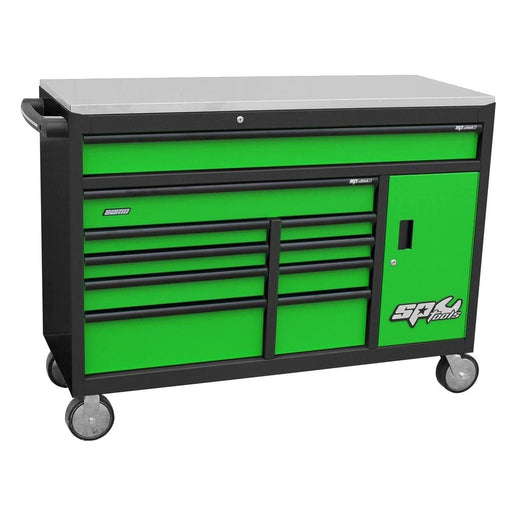 SP-Tools-SP40095G-12-Drawer-Black-Green-CUSTOM-Series-Roller-Cabinet