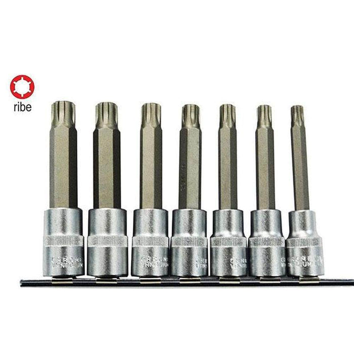 AuzGrip AuzGrip A70975 7 Piece 100mm 1/2" Square Drive Ribe Socket Bit Set