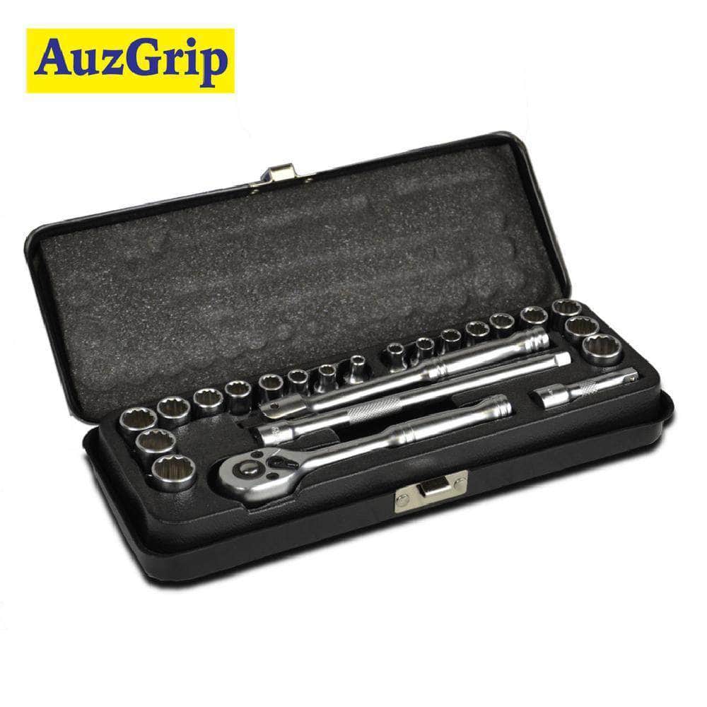 AuzGrip AuzGrip A75303 23 Piece Metric & SAE 6 Point 1/4" Square Drive Socket Set