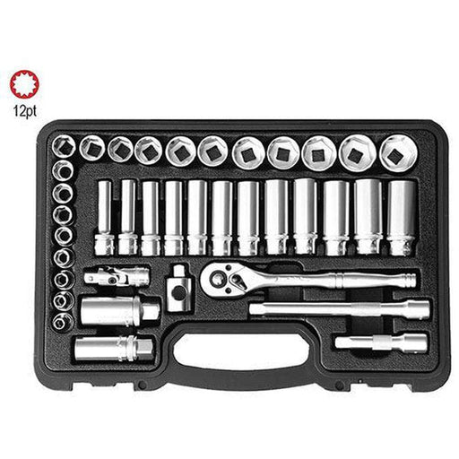 AuzGrip AuzGrip A75504 38 Piece Metric 12 Point 3/8'' Square Drive Deep & Standard Socket Set