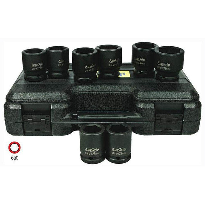 AuzGrip AuzGrip A86607 8 Piece Metric 6 Point 3/4" Square Drive Impact Socket Set