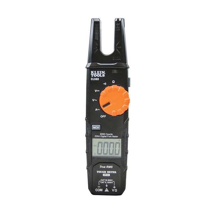 Klein A-CL360 200A AC Auto-Ranging Open-Jaw Fork Electrical Meter Tester