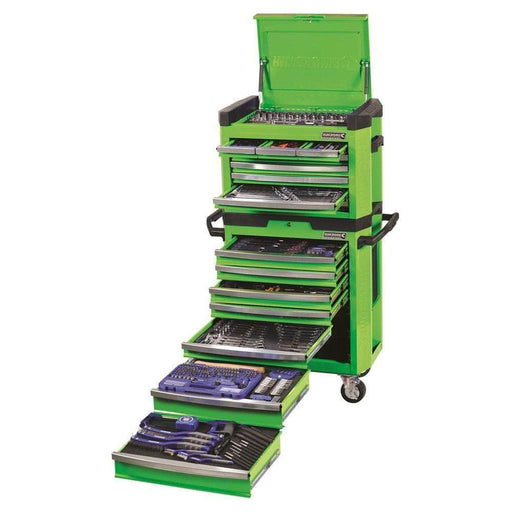 Kincrome Kincrome K1500G 472 Piece Metric & SAE 15 Drawer Green Contour Workshop Tool Chest & Roller Cabinet