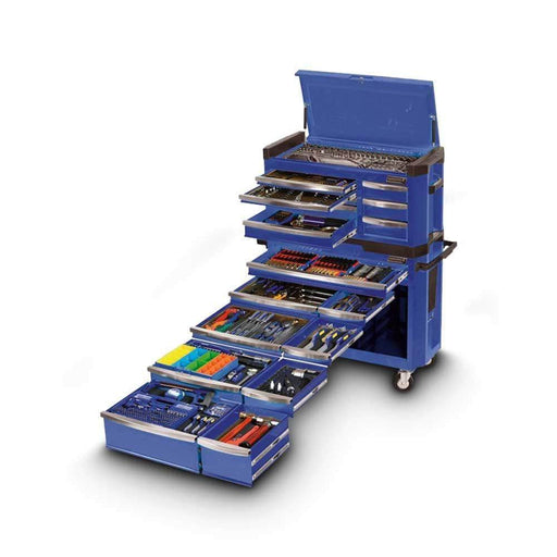 Kincrome Kincrome K1505 594 Piece Metric & SAE 17 Drawer Blue Electric Contour Workshop Tool Chest & Roller Cabinet