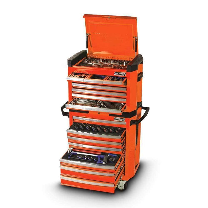 Kincrome Kincrome K1510O 208 Piece Metric & SAE 15 Drawer Orange Flame Contour Workshop Tool Chest & Roller Cabinet