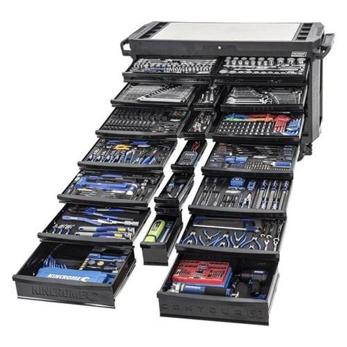 Kincrome Kincrome K1562MB 674 Piece 60" Metric & SAE 32 Drawer Black Contour Workshop Tool Chest & Roller Cabinet