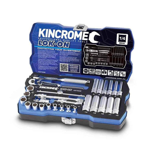 Kincrome Kincrome K27002 28 Piece Metric 1/4" Square Drive Lok-On Socket Set