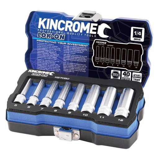Kincrome Kincrome K27050 8 Piece Metric 1/4" Square Drive Lok-On Socket Set