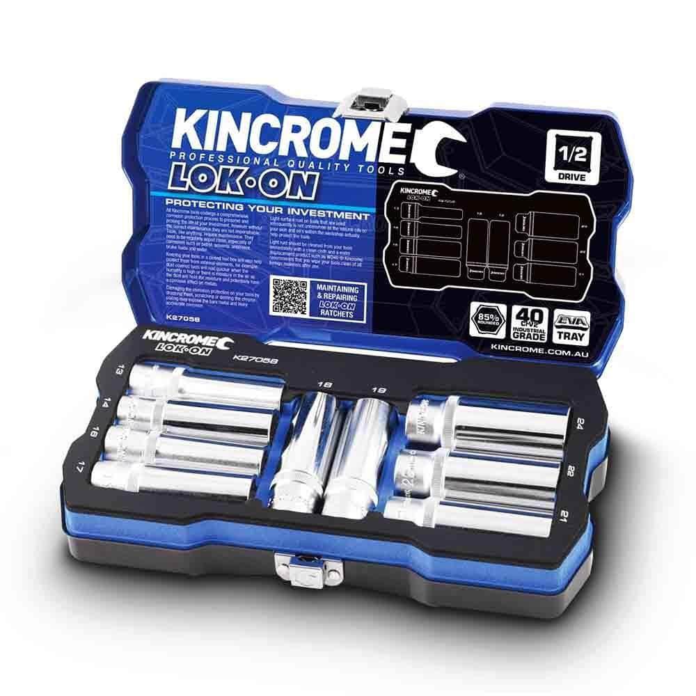 Kincrome Kincrome K27058 9 Piece Metric 1/2" Square Drive Lok-On Socket Set