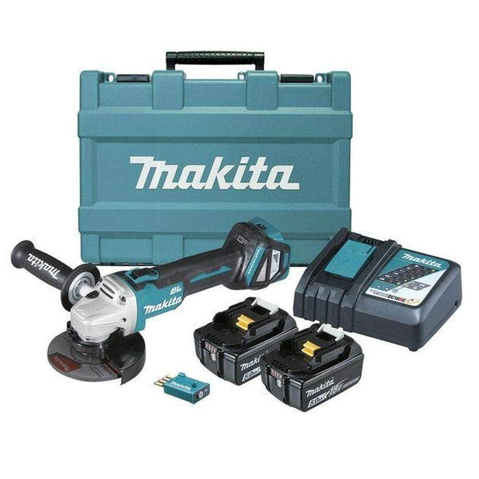 Makita Makita DGA512RTEU 18V 5.0Ah 125mm (5") AWS Cordless Brushless Angle Grinder Kit