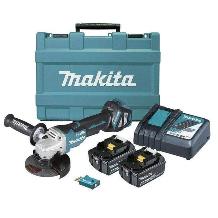Makita Makita DGA518RTEU 18V 5.0Ah 125mm (5") AWS Cordless Brushless Angle Grinder Kit
