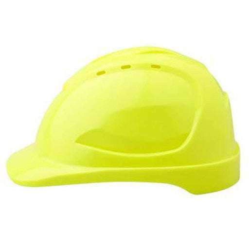 ProChoice ProChoice HHV90FY V9 Fluro Yellow Vented Safety Hard Hat with Pushlock Harness