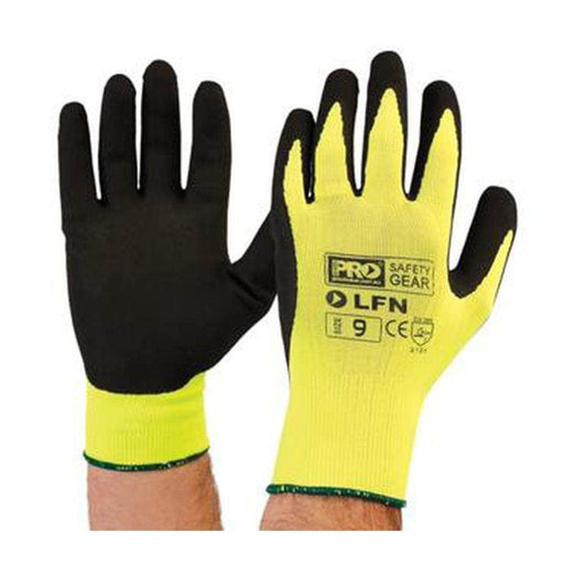 ProChoice ProChoice LFN10 Size 10 Hi-Vis Yellow & Black Nylon Latex Safety Gloves