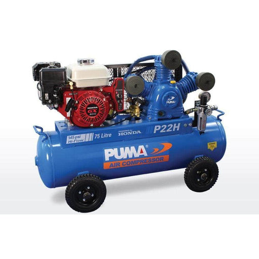 Puma Puma P22H 75L 6.5HP Electric Start Honda GX200 Petrol Belt Drive Air Compressor